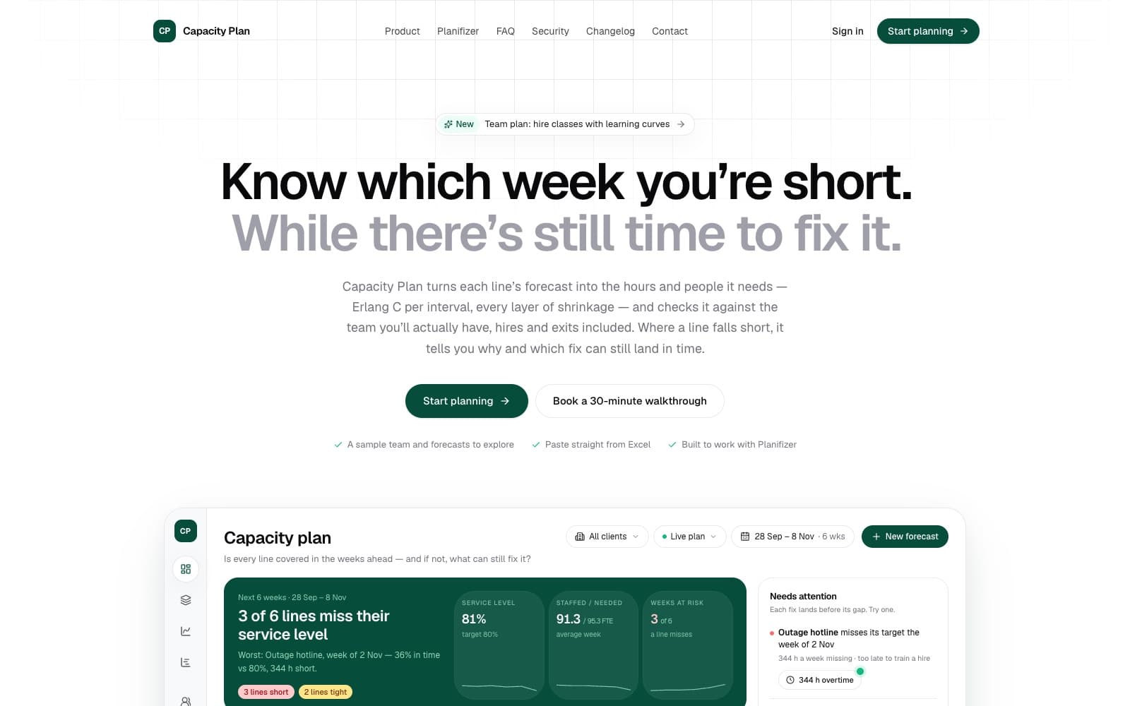 Capacity Plan — product screenshot